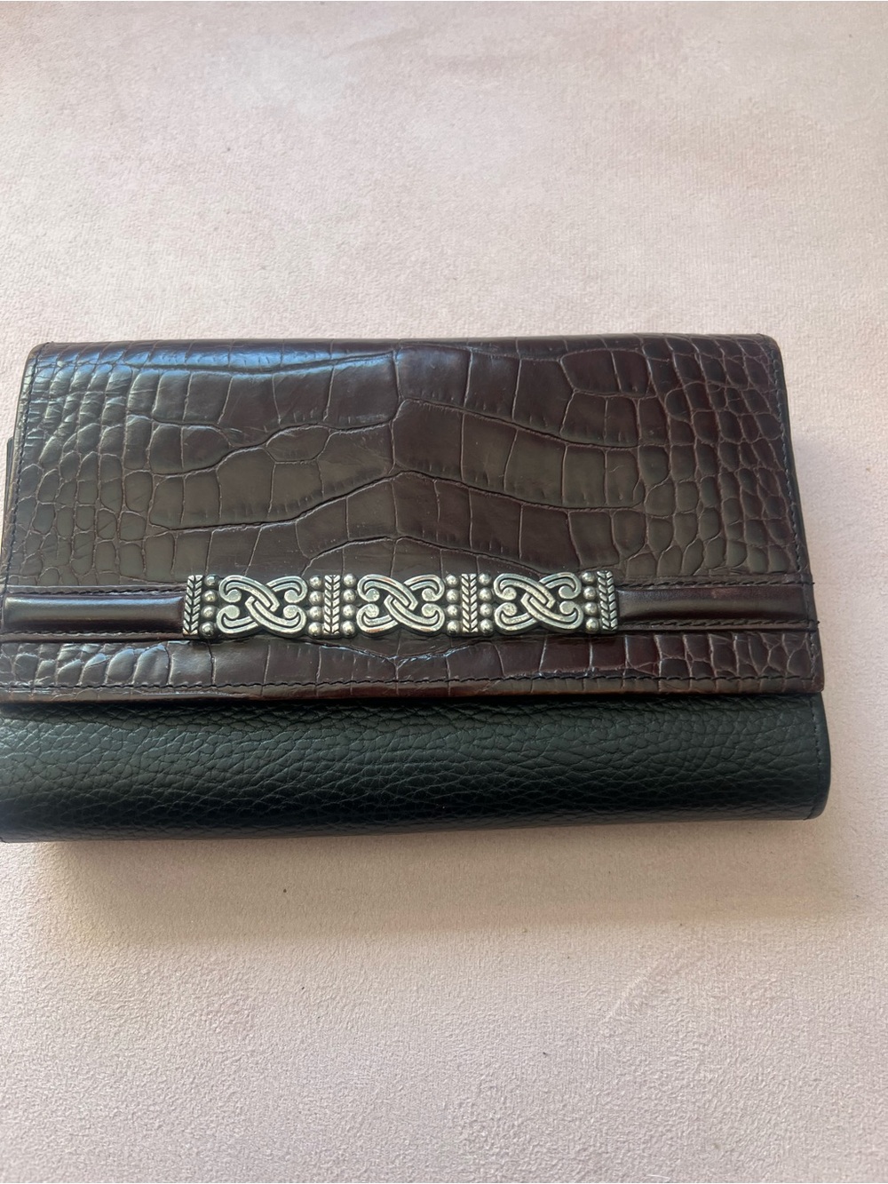 Brighton Brown and Black Leather Clutch Wallet